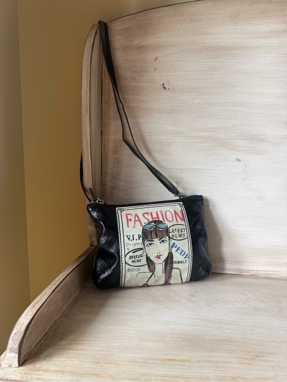 Brighton Fashionista Bag by Tom Clancy Patent Leather Crossbody Black And Bronze